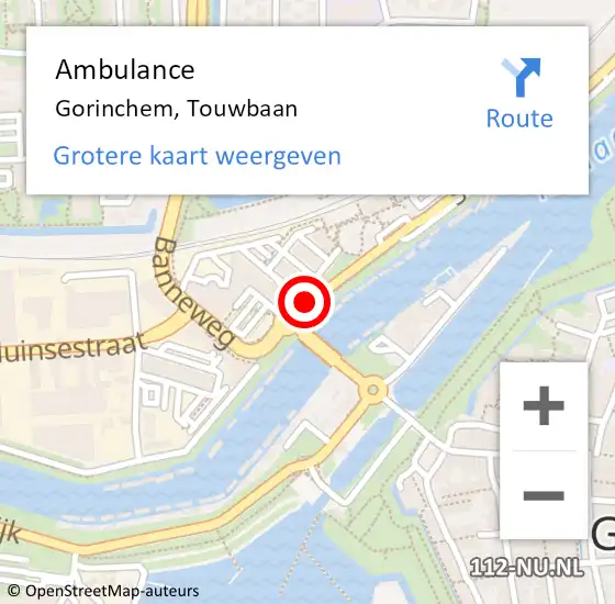 Locatie op kaart van de 112 melding: Ambulance Gorinchem, Touwbaan op 18 oktober 2013 16:48