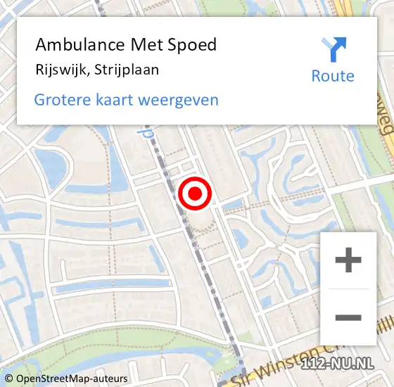 Locatie op kaart van de 112 melding: Ambulance Met Spoed Naar Rijswijk, Strijplaan op 28 oktober 2024 10:11