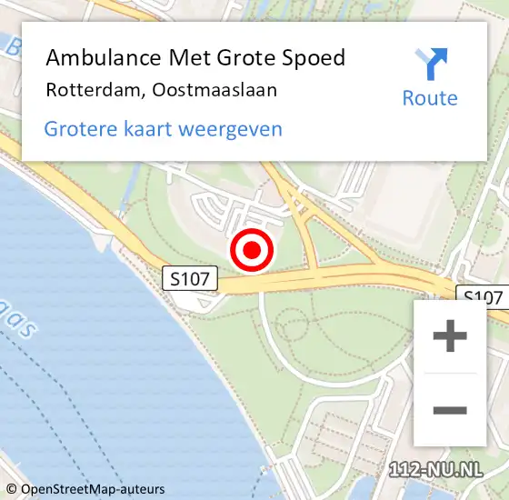 Locatie op kaart van de 112 melding: Ambulance Met Grote Spoed Naar Rotterdam, Oostmaaslaan op 28 oktober 2024 10:12