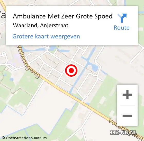 Locatie op kaart van de 112 melding: Ambulance Met Zeer Grote Spoed Naar Waarland, Anjerstraat op 28 oktober 2024 10:15