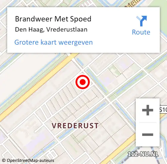 Locatie op kaart van de 112 melding: Brandweer Met Spoed Naar Den Haag, Vrederustlaan op 28 oktober 2024 10:32