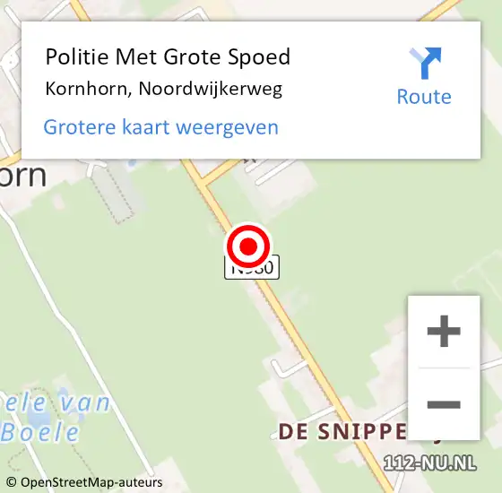 Locatie op kaart van de 112 melding: Politie Met Grote Spoed Naar Kornhorn, Noordwijkerweg op 28 oktober 2024 10:37