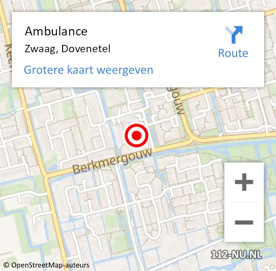 Locatie op kaart van de 112 melding: Ambulance Zwaag, Dovenetel op 28 oktober 2024 10:57