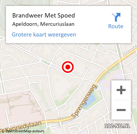 Locatie op kaart van de 112 melding: Brandweer Met Spoed Naar Apeldoorn, Mercuriuslaan op 28 oktober 2024 11:05