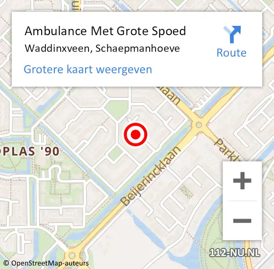 Locatie op kaart van de 112 melding: Ambulance Met Grote Spoed Naar Waddinxveen, Schaepmanhoeve op 28 oktober 2024 11:06