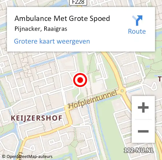 Locatie op kaart van de 112 melding: Ambulance Met Grote Spoed Naar Pijnacker, Raaigras op 28 oktober 2024 11:10