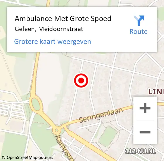 Locatie op kaart van de 112 melding: Ambulance Met Grote Spoed Naar Geleen, Meidoornstraat op 25 oktober 2014 00:16