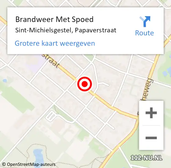 Locatie op kaart van de 112 melding: Brandweer Met Spoed Naar Sint-Michielsgestel, Papaverstraat op 28 oktober 2024 11:36