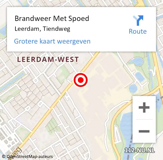 Locatie op kaart van de 112 melding: Brandweer Met Spoed Naar Leerdam, Tiendweg op 28 oktober 2024 11:47