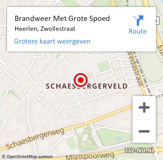 Locatie op kaart van de 112 melding: Brandweer Met Grote Spoed Naar Heerlen, Zwollestraat op 28 oktober 2024 11:48