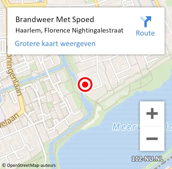 Locatie op kaart van de 112 melding: Brandweer Met Spoed Naar Haarlem, Florence Nightingalestraat op 28 oktober 2024 11:53