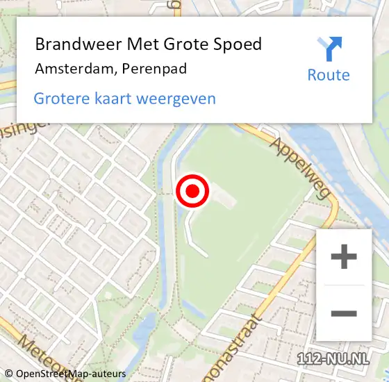 Locatie op kaart van de 112 melding: Brandweer Met Grote Spoed Naar Amsterdam, Perenpad op 28 oktober 2024 11:57