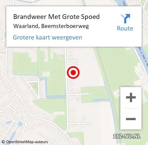 Locatie op kaart van de 112 melding: Brandweer Met Grote Spoed Naar Waarland, Beemsterboerweg op 28 oktober 2024 12:00