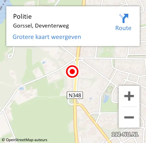 Locatie op kaart van de 112 melding: Politie Gorssel, Deventerweg op 28 oktober 2024 12:04