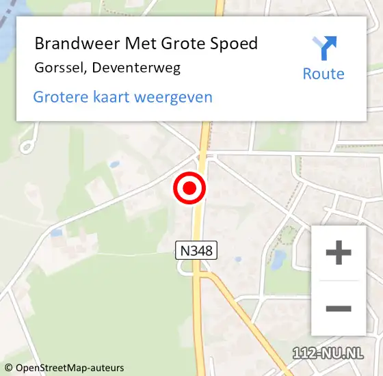 Locatie op kaart van de 112 melding: Brandweer Met Grote Spoed Naar Gorssel, Deventerweg op 28 oktober 2024 12:04