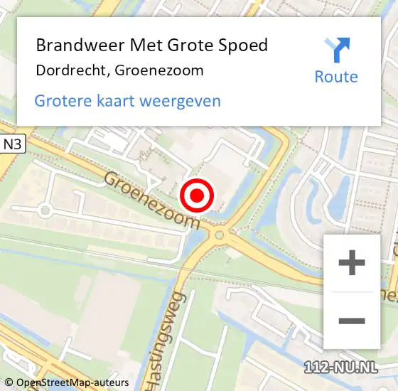 Locatie op kaart van de 112 melding: Brandweer Met Grote Spoed Naar Dordrecht, Groenezoom op 28 oktober 2024 12:15