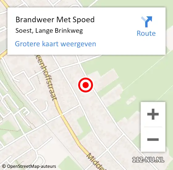 Locatie op kaart van de 112 melding: Brandweer Met Spoed Naar Soest, Lange Brinkweg op 28 oktober 2024 12:20