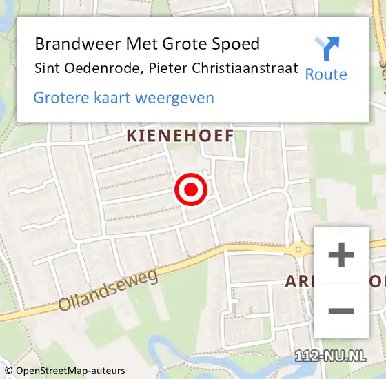 Locatie op kaart van de 112 melding: Brandweer Met Grote Spoed Naar Sint Oedenrode, Pieter Christiaanstraat op 28 oktober 2024 12:22