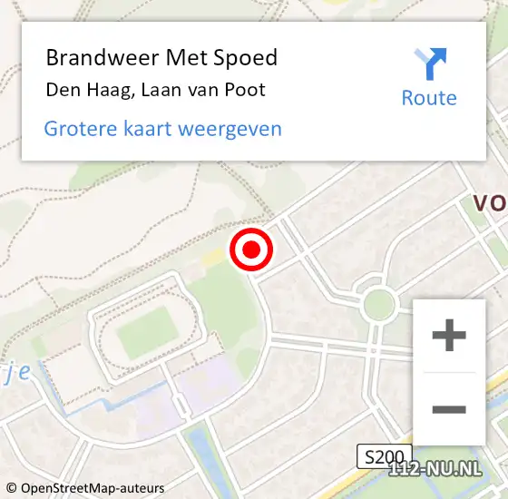 Locatie op kaart van de 112 melding: Brandweer Met Spoed Naar Den Haag, Laan van Poot op 28 oktober 2024 12:26