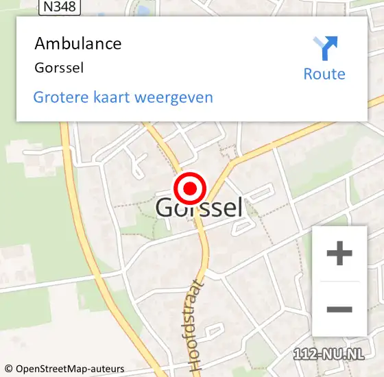 Locatie op kaart van de 112 melding: Ambulance Gorssel op 28 oktober 2024 12:28