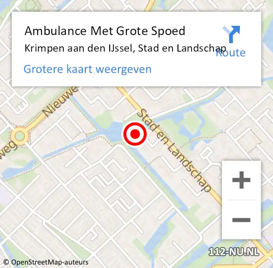 Locatie op kaart van de 112 melding: Ambulance Met Grote Spoed Naar Krimpen aan den IJssel, Stad en Landschap op 28 oktober 2024 12:56