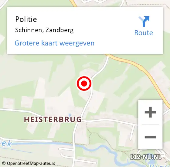 Locatie op kaart van de 112 melding: Politie Schinnen, Zandberg op 28 oktober 2024 13:01