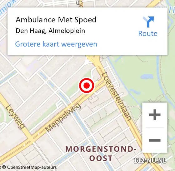 Locatie op kaart van de 112 melding: Ambulance Met Spoed Naar Den Haag, Almeloplein op 28 oktober 2024 13:02