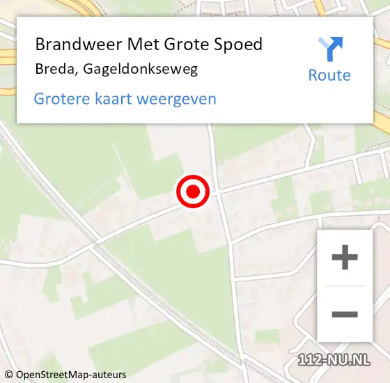 Locatie op kaart van de 112 melding: Brandweer Met Grote Spoed Naar Breda, Gageldonkseweg op 28 oktober 2024 13:07