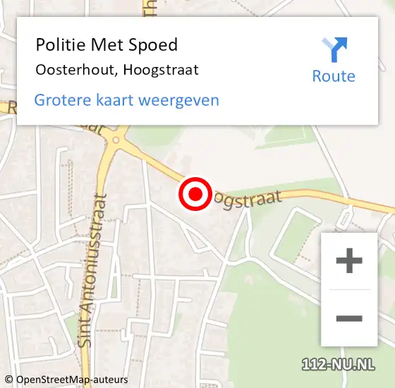 Locatie op kaart van de 112 melding: Politie Met Spoed Naar Oosterhout, Hoogstraat op 28 oktober 2024 13:23