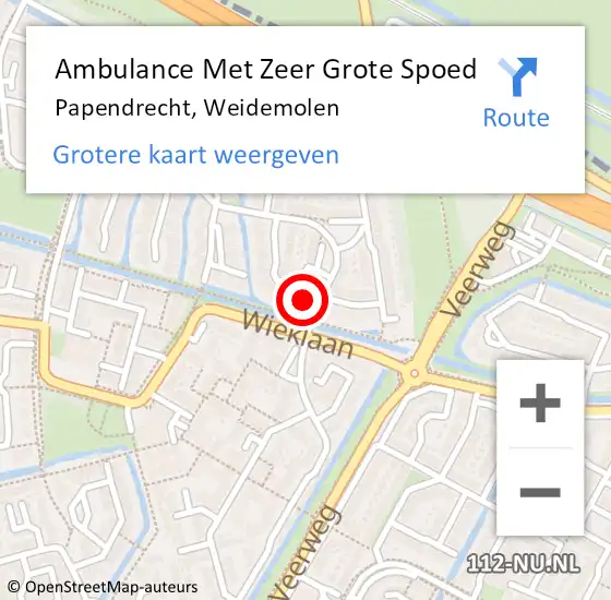 Locatie op kaart van de 112 melding: Ambulance Met Zeer Grote Spoed Naar Papendrecht, Weidemolen op 28 oktober 2024 13:43