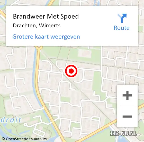 Locatie op kaart van de 112 melding: Brandweer Met Spoed Naar Drachten, Wimerts op 28 oktober 2024 13:53