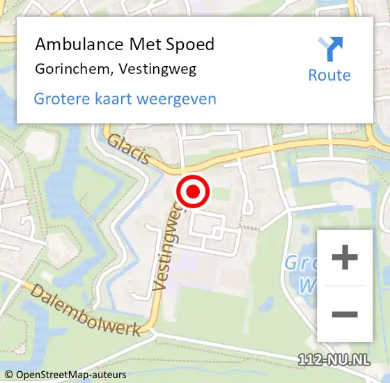 Locatie op kaart van de 112 melding: Ambulance Met Spoed Naar Gorinchem, Vestingweg op 28 oktober 2024 13:54