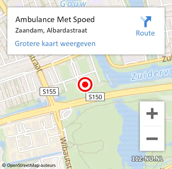 Locatie op kaart van de 112 melding: Ambulance Met Spoed Naar Zaandam, Albardastraat op 28 oktober 2024 14:06