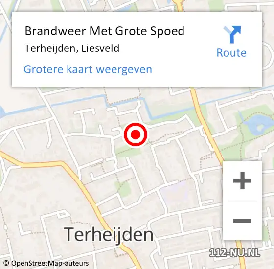 Locatie op kaart van de 112 melding: Brandweer Met Grote Spoed Naar Terheijden, Liesveld op 28 oktober 2024 14:13