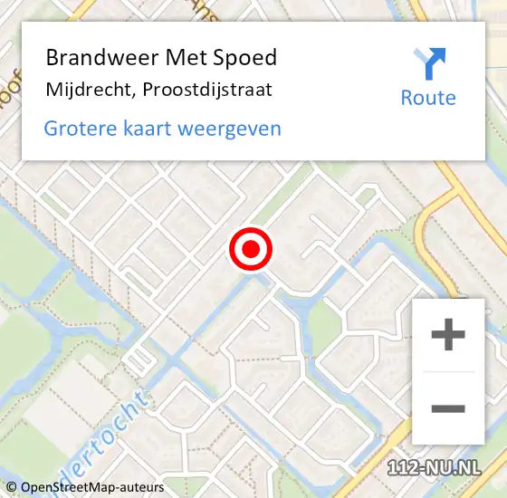 Locatie op kaart van de 112 melding: Brandweer Met Spoed Naar Mijdrecht, Proostdijstraat op 28 oktober 2024 14:18