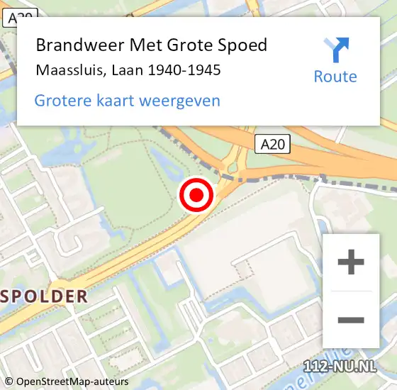 Locatie op kaart van de 112 melding: Brandweer Met Grote Spoed Naar Maassluis, Laan 1940-1945 op 28 oktober 2024 14:25