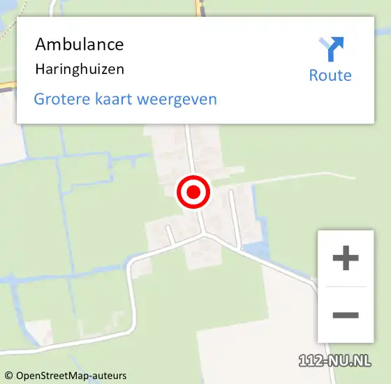 Locatie op kaart van de 112 melding: Ambulance Haringhuizen op 28 oktober 2024 14:28