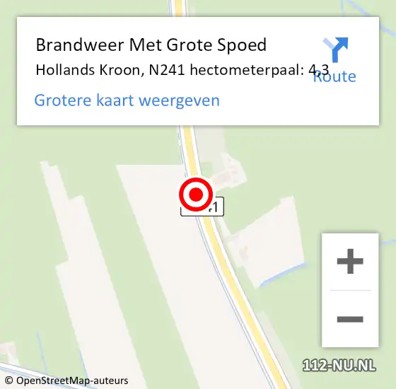 Locatie op kaart van de 112 melding: Brandweer Met Grote Spoed Naar Hollands Kroon, N241 hectometerpaal: 4,3 op 28 oktober 2024 14:29