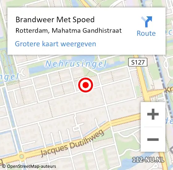 Locatie op kaart van de 112 melding: Brandweer Met Spoed Naar Rotterdam, Mahatma Gandhistraat op 28 oktober 2024 14:51