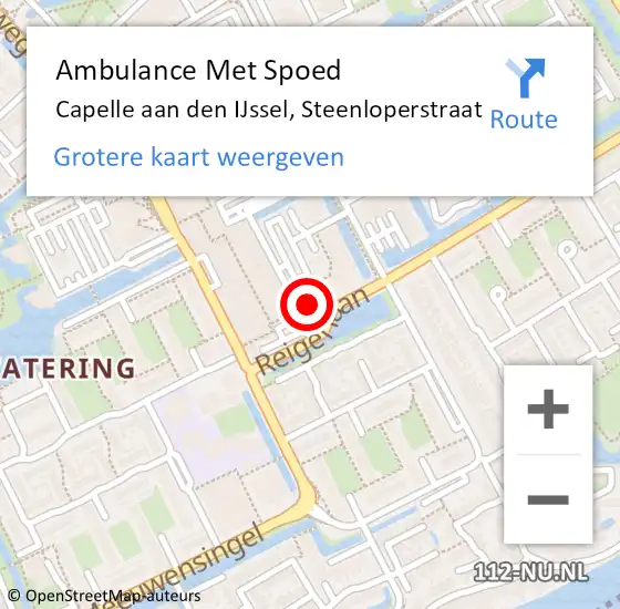 Locatie op kaart van de 112 melding: Ambulance Met Spoed Naar Capelle aan den IJssel, Steenloperstraat op 28 oktober 2024 15:02