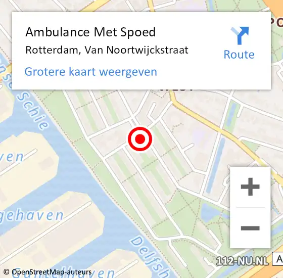 Locatie op kaart van de 112 melding: Ambulance Met Spoed Naar Rotterdam, Van Noortwijckstraat op 28 oktober 2024 15:12