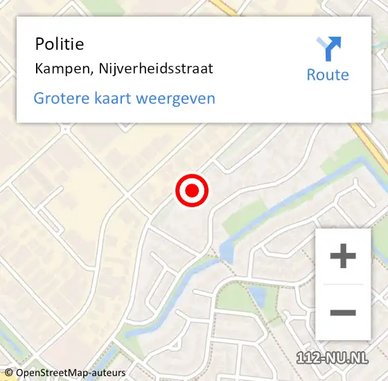 Locatie op kaart van de 112 melding: Politie Kampen, Nijverheidsstraat op 28 oktober 2024 15:13