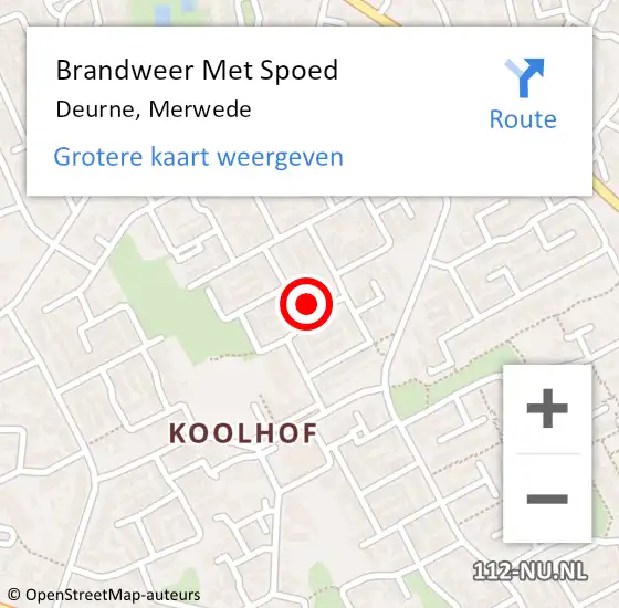 Locatie op kaart van de 112 melding: Brandweer Met Spoed Naar Deurne, Merwede op 28 oktober 2024 15:16