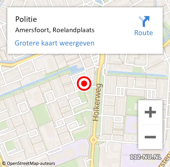 Locatie op kaart van de 112 melding: Politie Amersfoort, Roelandplaats op 28 oktober 2024 15:30