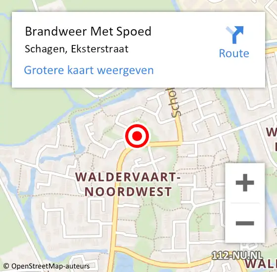 Locatie op kaart van de 112 melding: Brandweer Met Spoed Naar Schagen, Eksterstraat op 28 oktober 2024 15:36