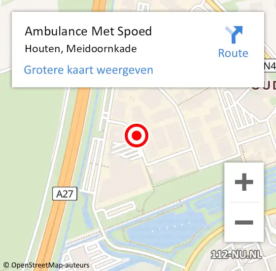 Locatie op kaart van de 112 melding: Ambulance Met Spoed Naar Houten, Meidoornkade op 25 oktober 2014 01:19