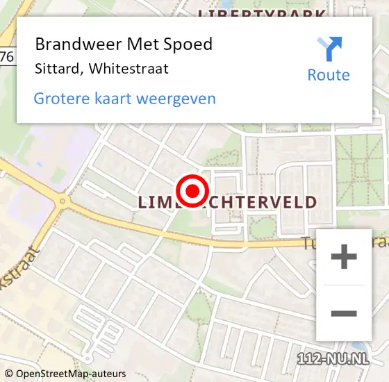 Locatie op kaart van de 112 melding: Brandweer Met Spoed Naar Sittard, Whitestraat op 28 oktober 2024 15:37