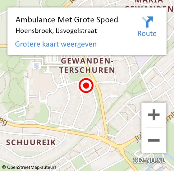 Locatie op kaart van de 112 melding: Ambulance Met Grote Spoed Naar Hoensbroek, IJsvogelstraat op 25 oktober 2014 01:23