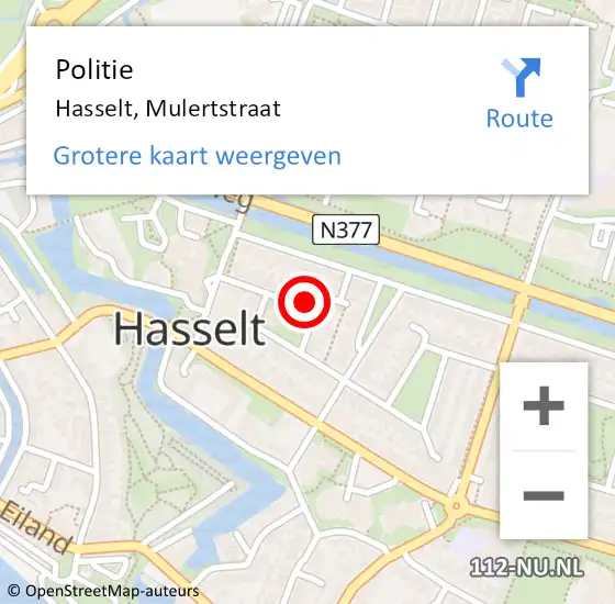 Locatie op kaart van de 112 melding: Politie Hasselt, Mulertstraat op 28 oktober 2024 15:51