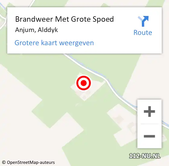 Locatie op kaart van de 112 melding: Brandweer Met Grote Spoed Naar Anjum, Alddyk op 28 oktober 2024 15:54